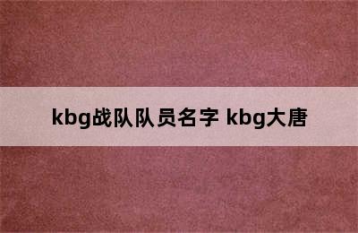 kbg战队队员名字 kbg大唐